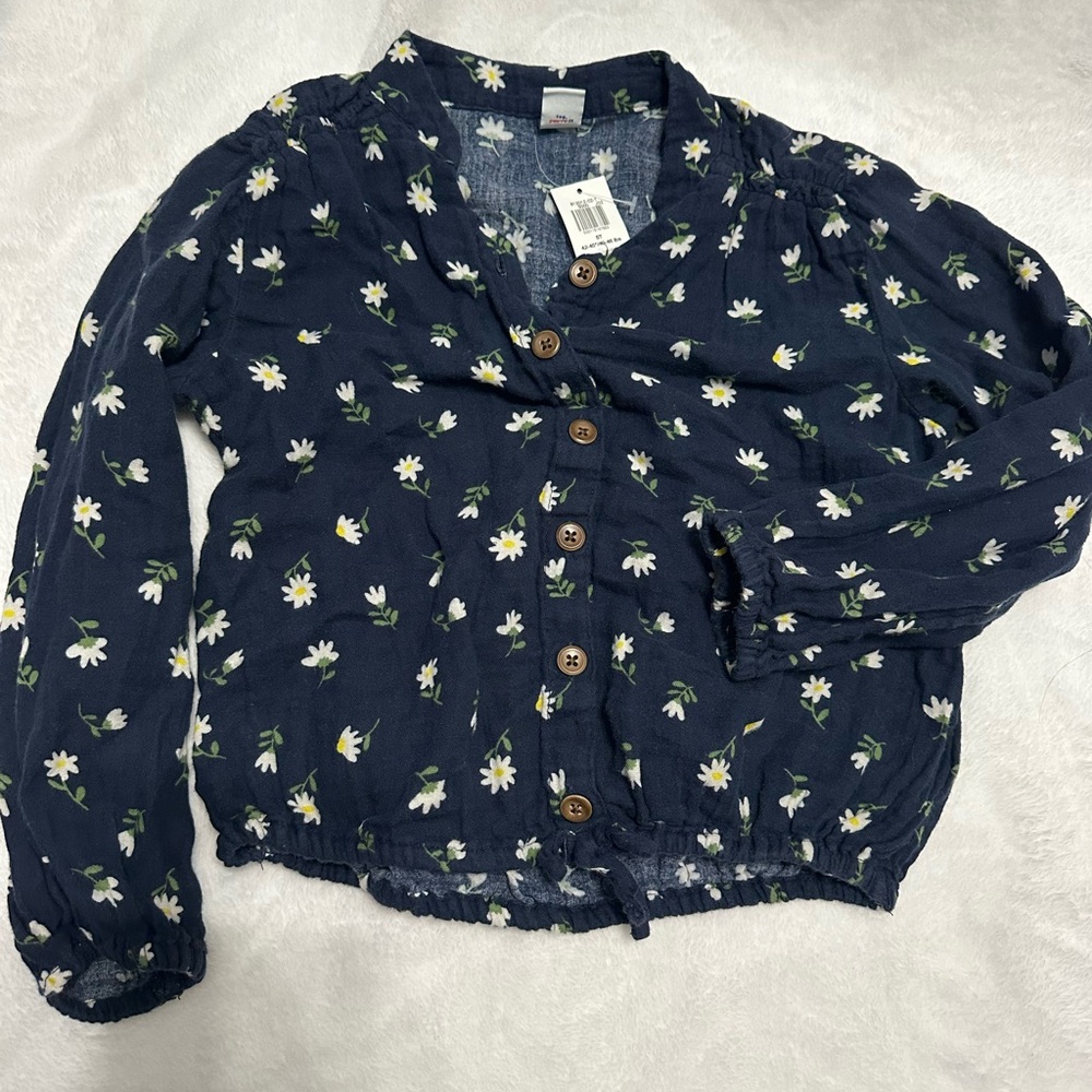 NWT Old Navy Floral Button-Front Blouse with Daisies